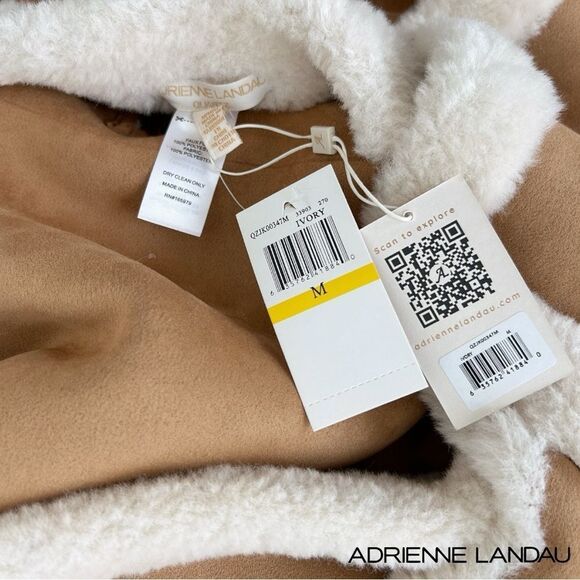 Adrienne Landau *NWT* Revolve Faux Shearling Suede Reversible Coat Camel & Ivory - Picture 7 of 7